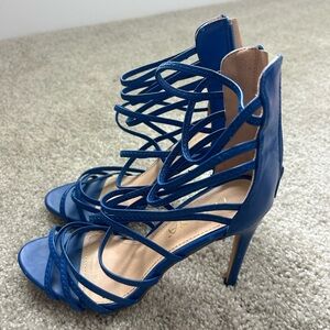 Strappy Blue Heeled Sandals